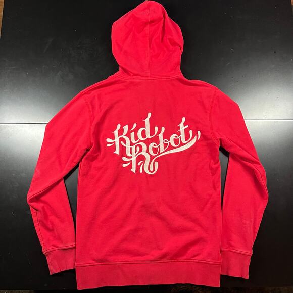 Vintage Kid Robot Red Zip Up Hoodie Y2K Men’s Sz M Preowned - Picture 3 of 7